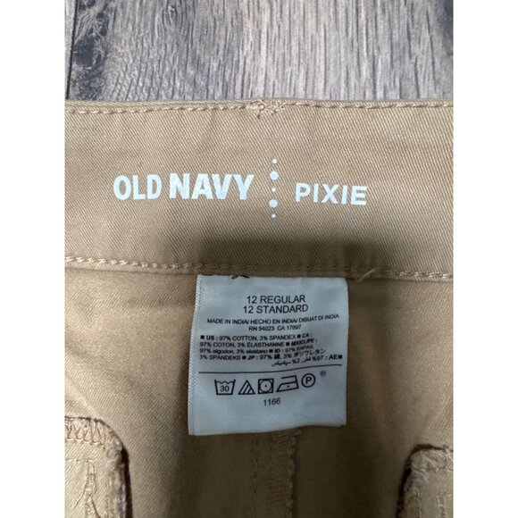 Old Navy Pixie Chino Ankle Length Pants Size 12 Regular Tan Cotton Blend Stretch - Picture 3 of 4